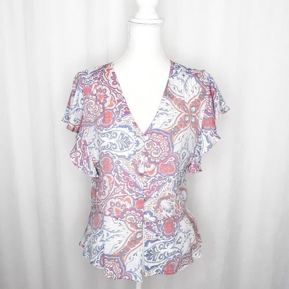 Nanette by Nanette Lepore Paisley Flutter Sleeve Blouse - Picture 1 of 8